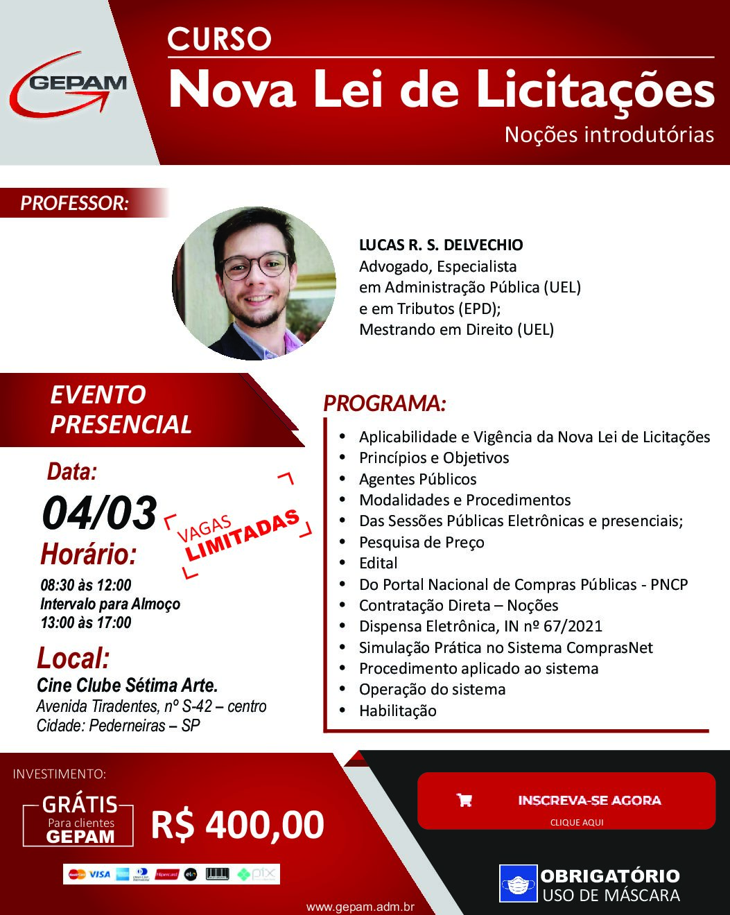 Curso Presencial – Nova Lei de Licitações | 2