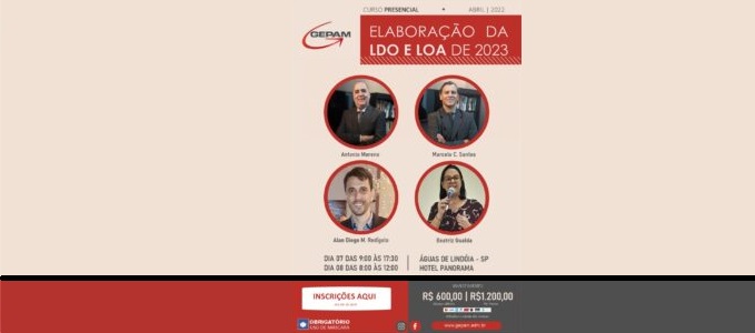 Curso Presencial - Elaboração da Lei de Diretrizes Orçamentárias e Lei Orçamentária de 2023 | 3