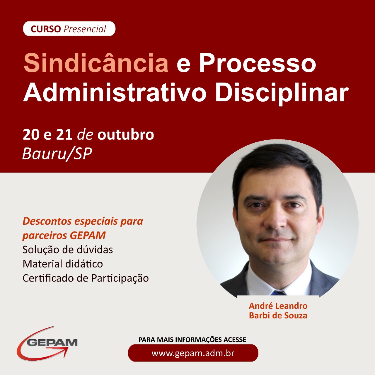 Curso Presencial – Sindicância e Processo Administrativo Disciplinar – Bauru/SP | 49