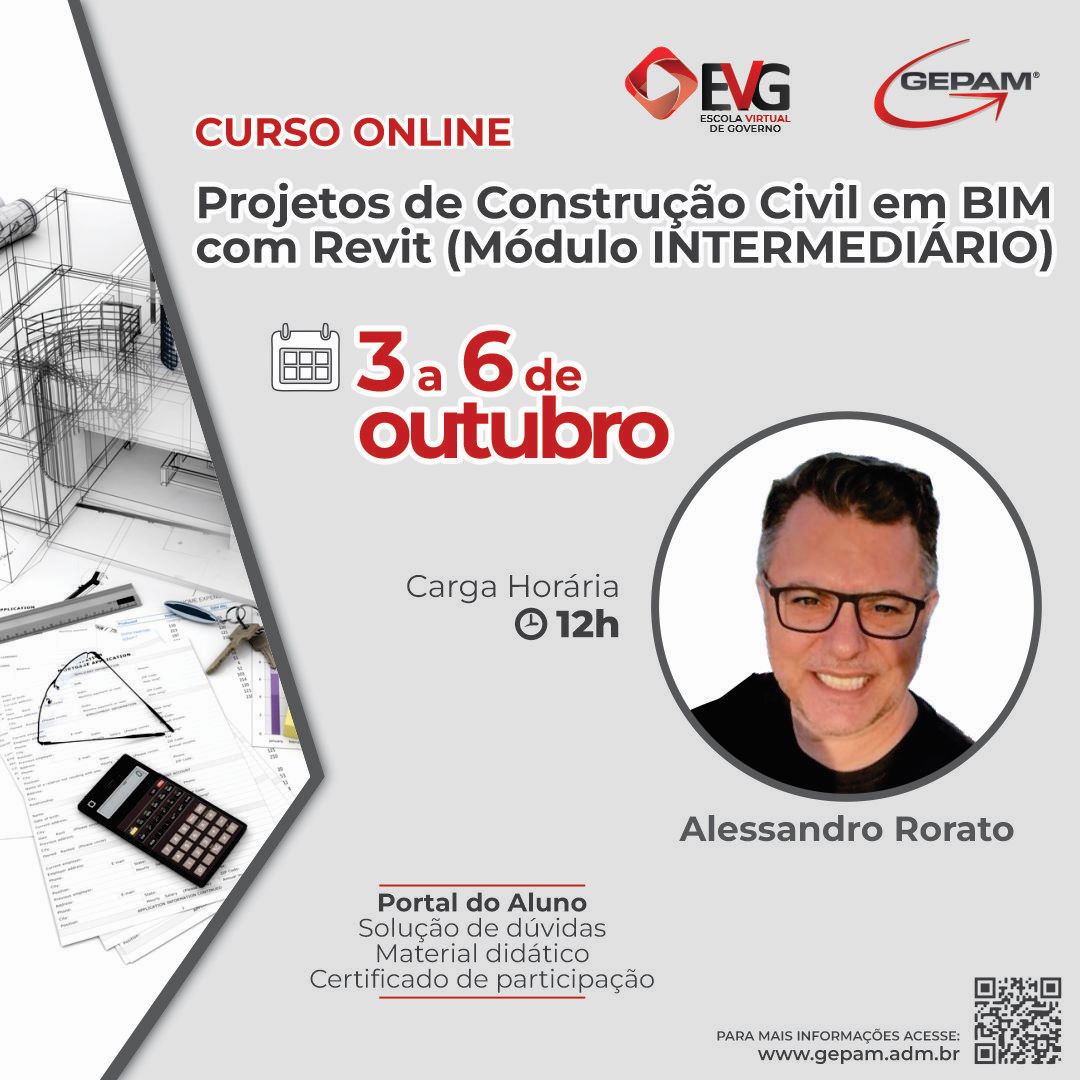 Curso Online - Projetos de Construção Civil em BIM com Revit (Módulo Intermediário) | 120