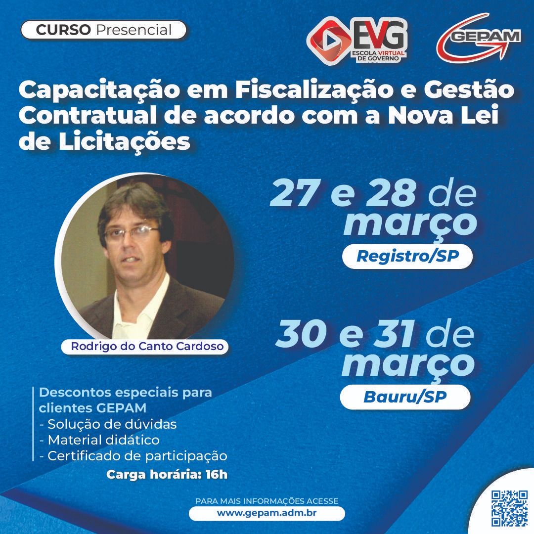 Curso Presencial (Bauru/SP) – Capacitação em Fiscalização e Gestão Contratual de acordo com a Nova Lei de Licitações | 73