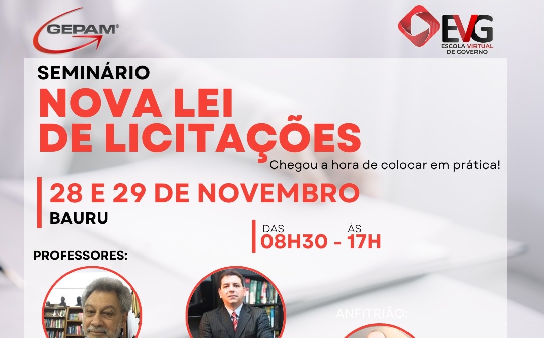 Curso Presencial - Seminário da Nova Lei de Licitações: Chegou a hora de colocar em Prática (Bauru/SP) | 129