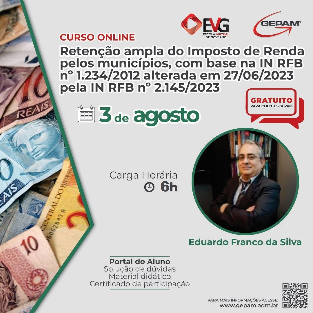 Curso Online – Retenção ampla do Imposto de Renda pelos municípios, com base na IN RFB nº 1.234/2012 alterada em 27/06/2023 pela IN RFB nº 2.145/2023 | 105