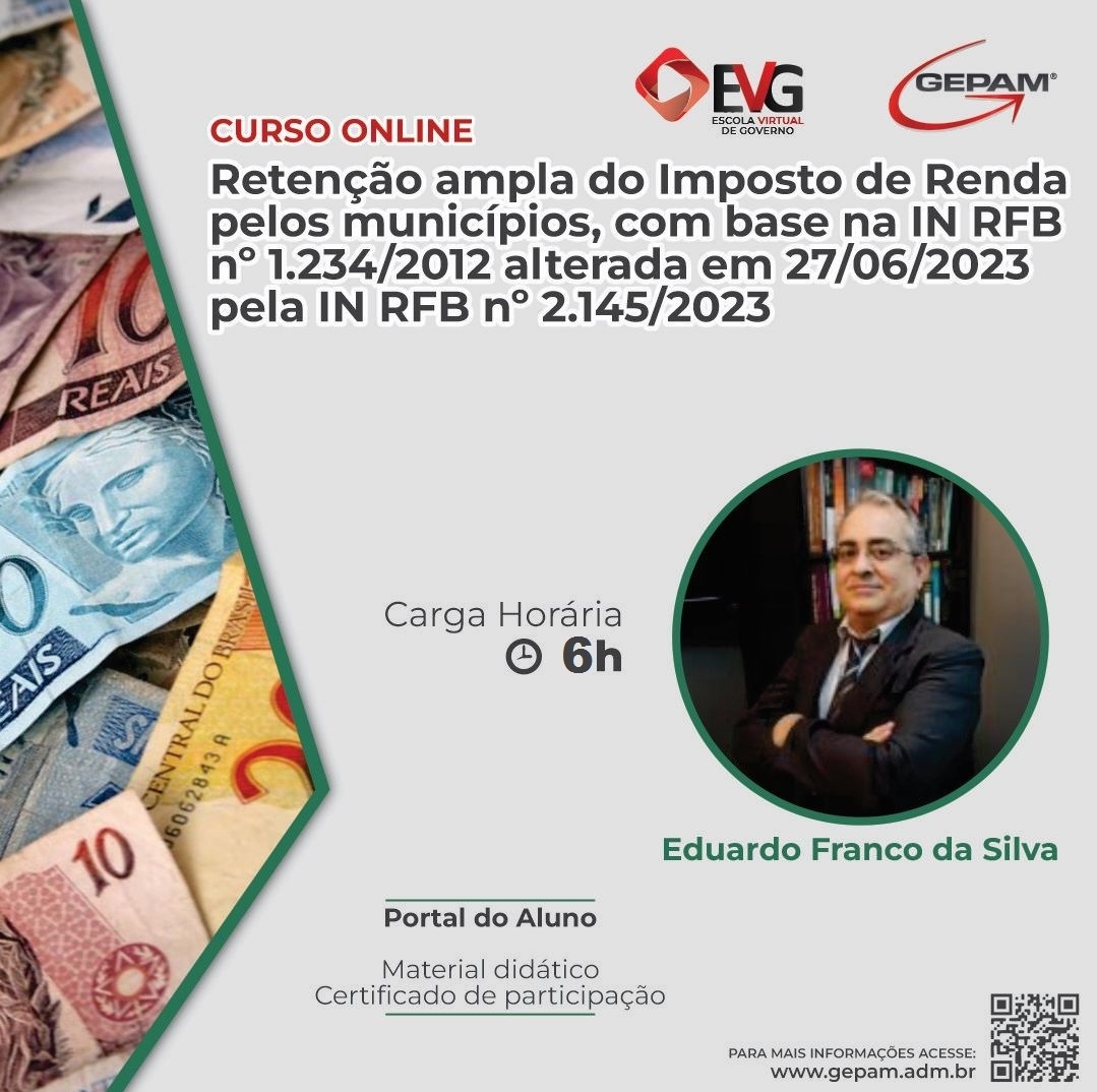 Curso Online sobre Retenção ampla do Imposto de Renda pelos municípios, com base na IN RFB nº 1.234/2012 alterada em 27/06/2023 pela IN RFB nº 2.145/2023 | 42
