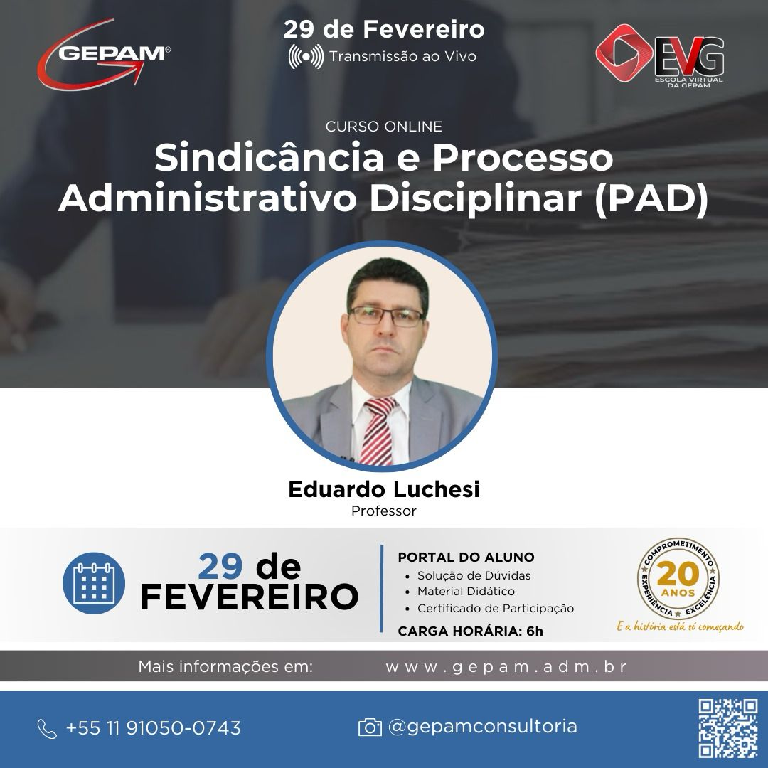 Curso Online – Sindicância e Processo Administrativo Disciplinar (PAD) | 146