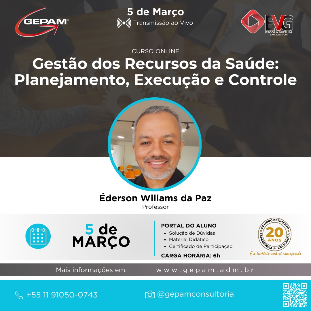 Curso Online – Gestão dos Recursos da Saúde: Planejamento, Execução e Controle | 148