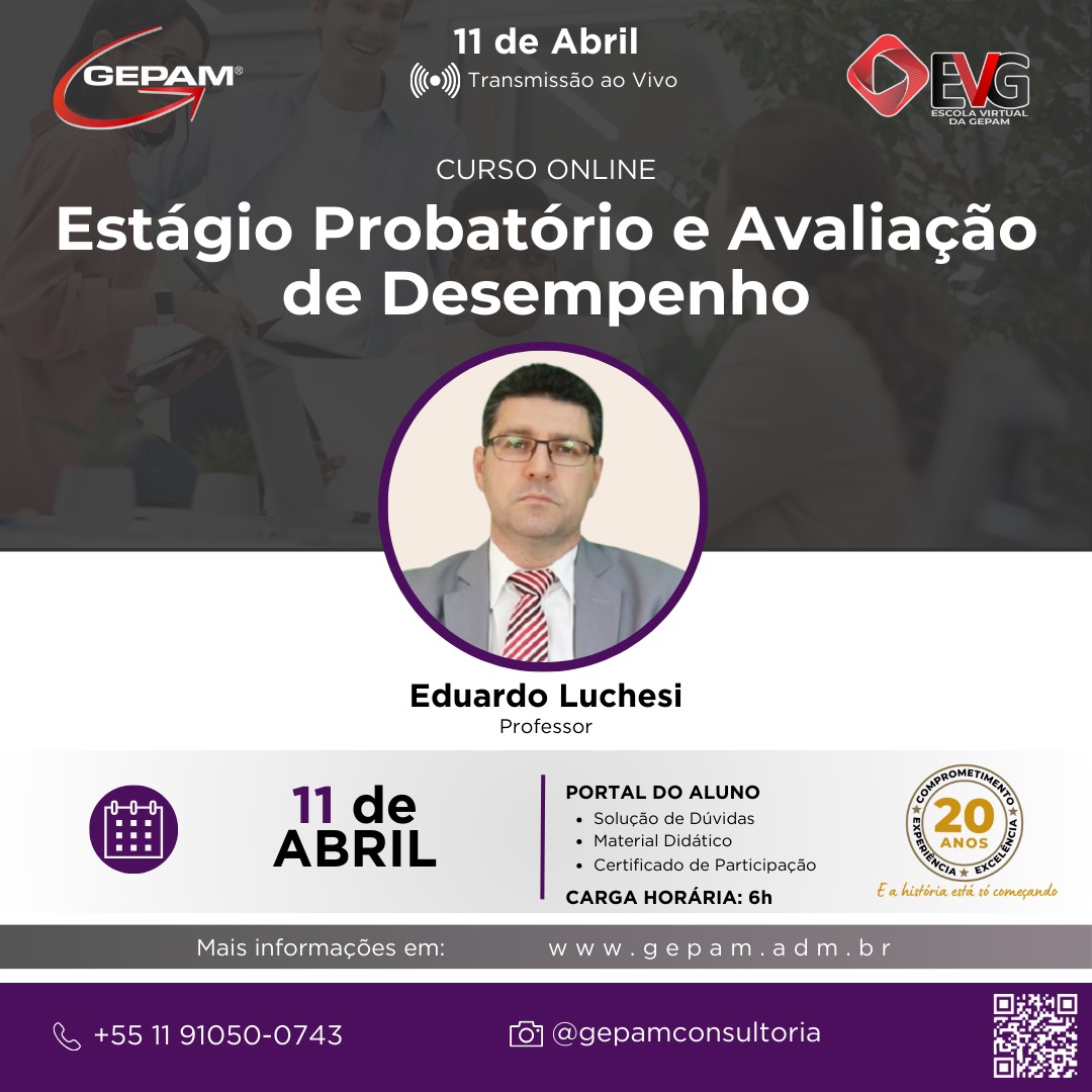 Curso Online – Estágio Probatório e Avaliação de Desempenho | 158