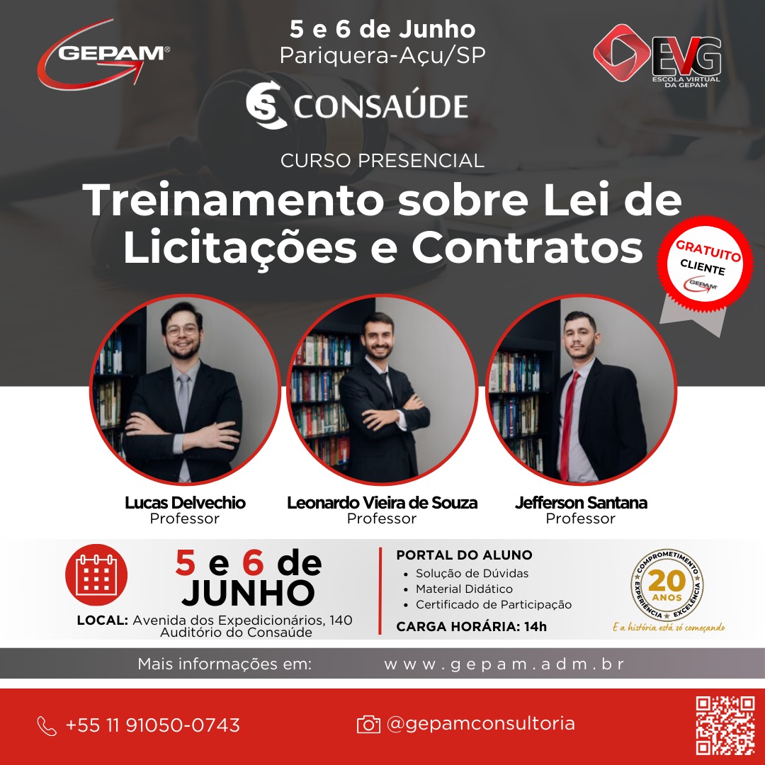 Curso Presencial (Pariquera-Açu/SP) – Treinamento sobre Lei de Licitações e Contratos | 167