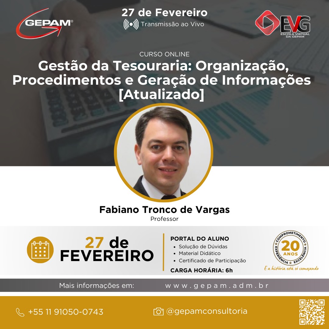 Curso Online – Gestão da Tesouraria: Organização, Procedimentos e Geração de Informações | 145