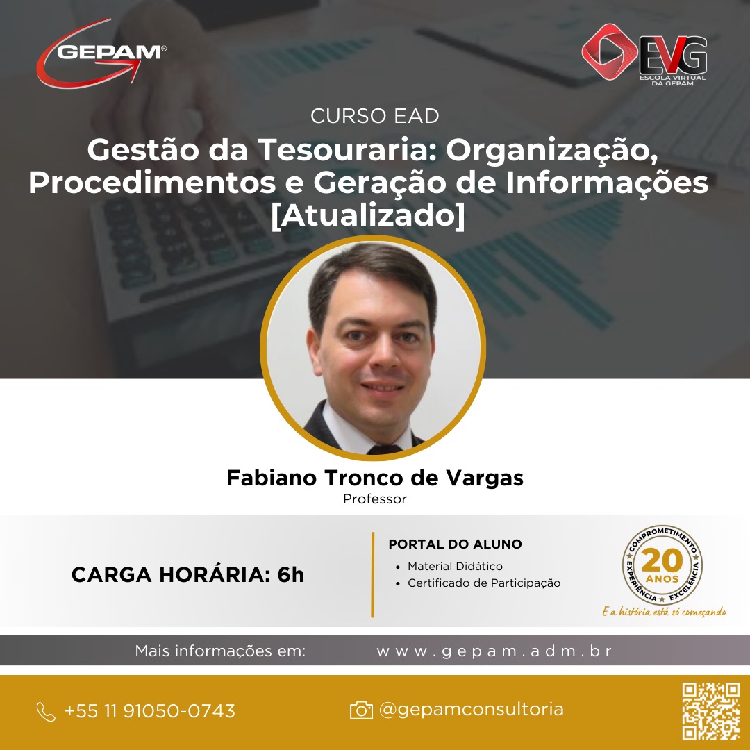 Curso Online sobre Gestão da Tesouraria: Organização, Procedimentos e Geração de Informações | 56