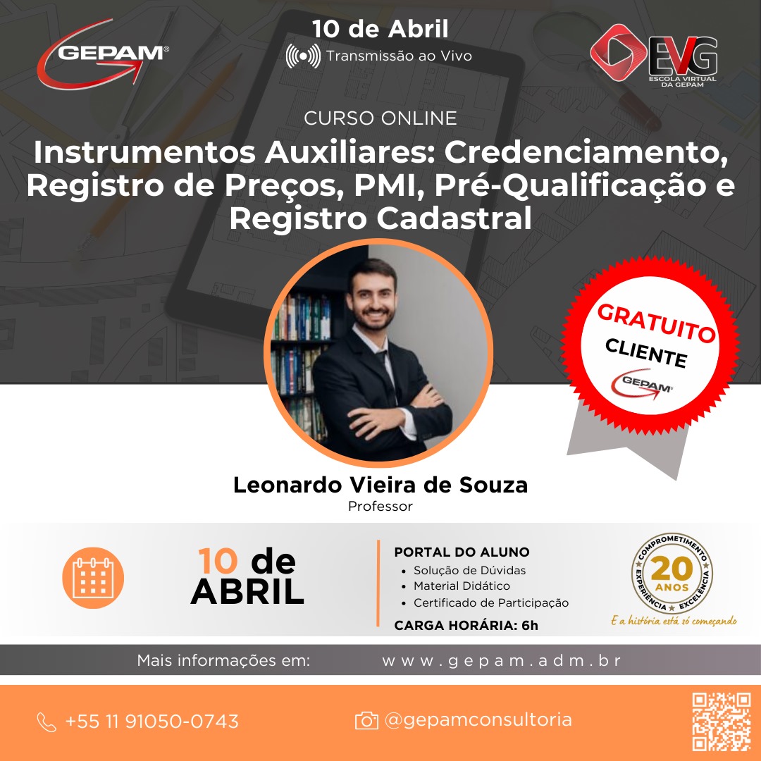 Curso Online – Instrumentos Auxiliares: Credenciamento, Registro de Preços, PMI, Pré-Qualificação e Registro Cadastral | 157