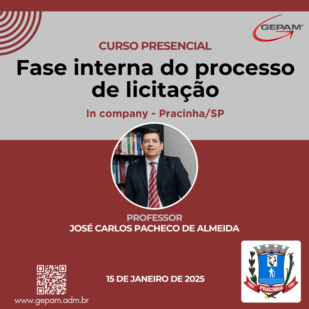 Curso Presencial (In company para Prefeitura de Pracinha/SP) – Fase interna do processo de licitação | 196