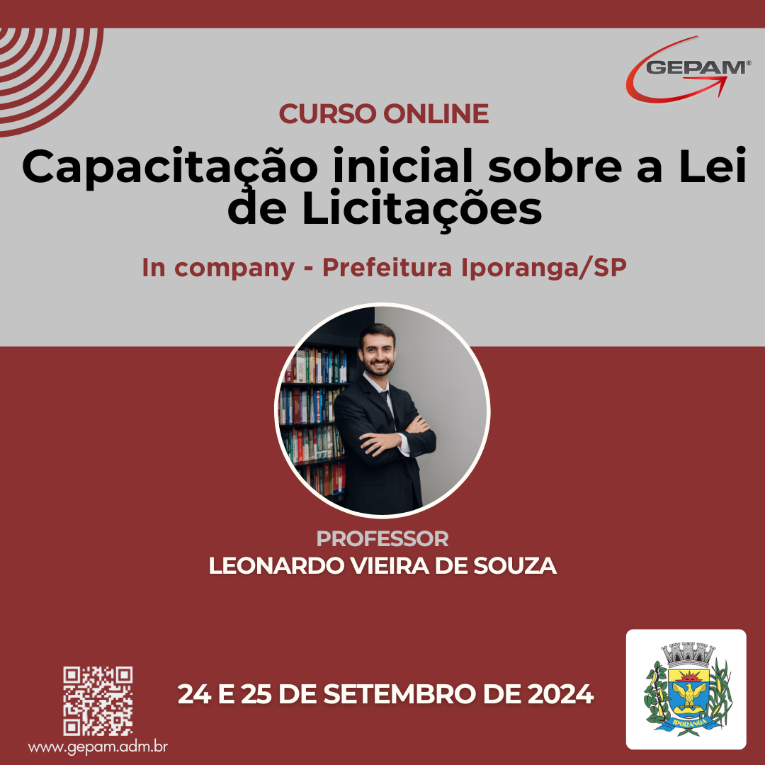 Curso Online (In company para Prefeitura de Iporanga/SP) – Capacitação inicial sobre a Lei de Licitações | 184