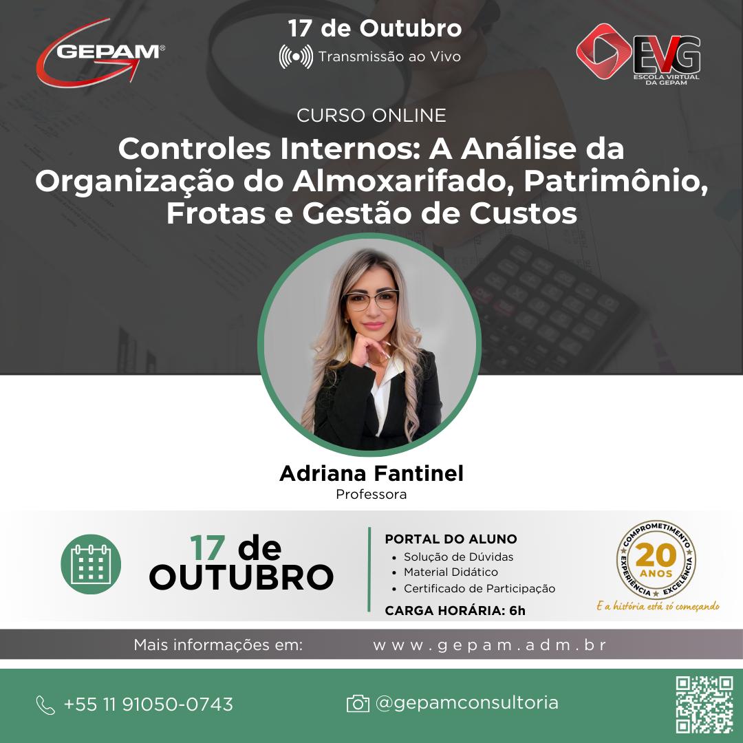 Curso Online – Controles Internos: A Análise da Organização do Almoxarifado, Patrimônio, Frotas e Gestão de Custos | 185