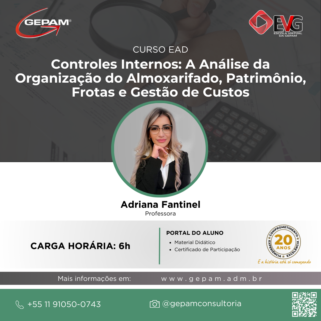 Curso Online sobre Controles Internos: A Análise da Organização do Almoxarifado, Patrimônio, Frotas e Gestão de Custos | 82