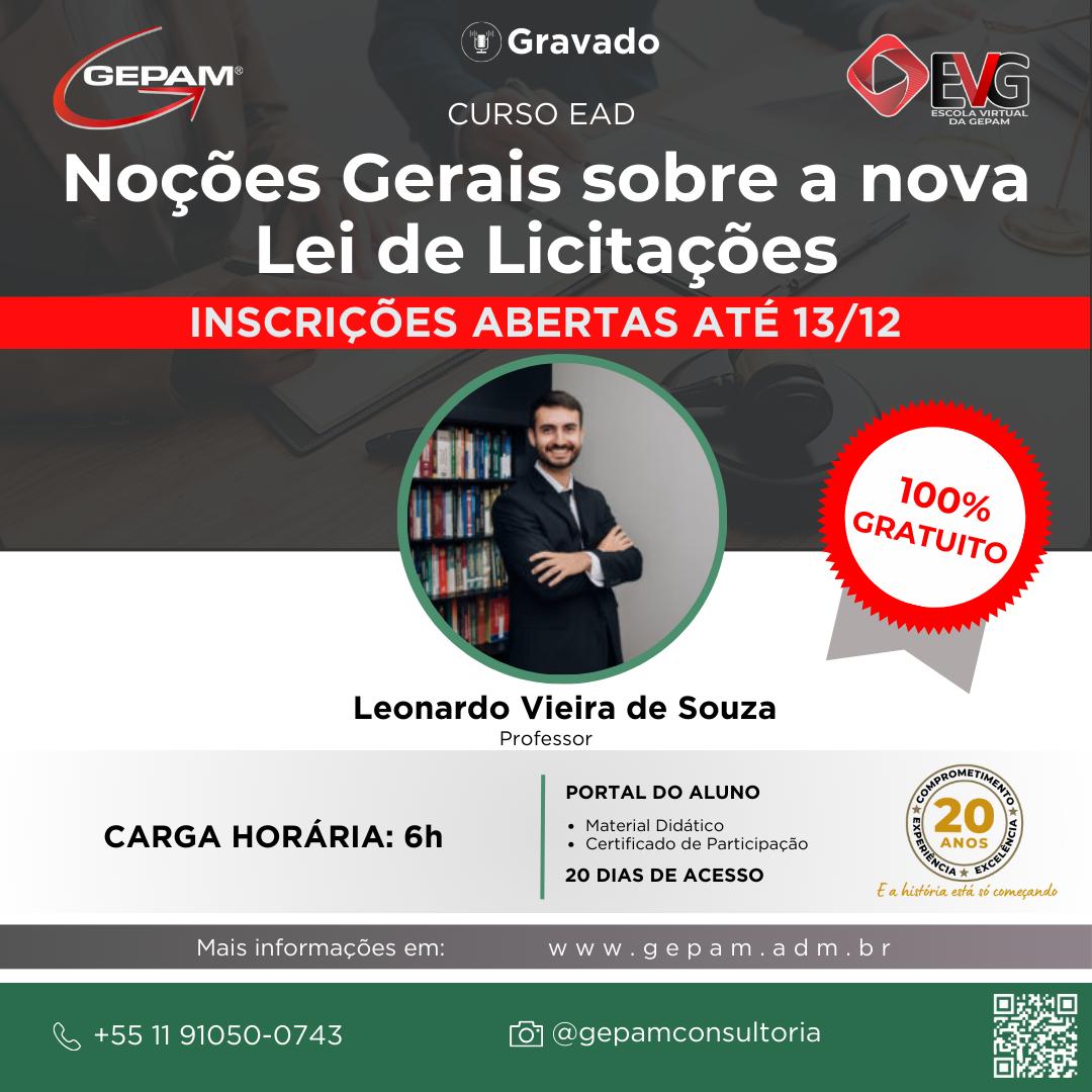 Curso Online sobre Noções Gerais sobre a nova Lei de Licitações | 86