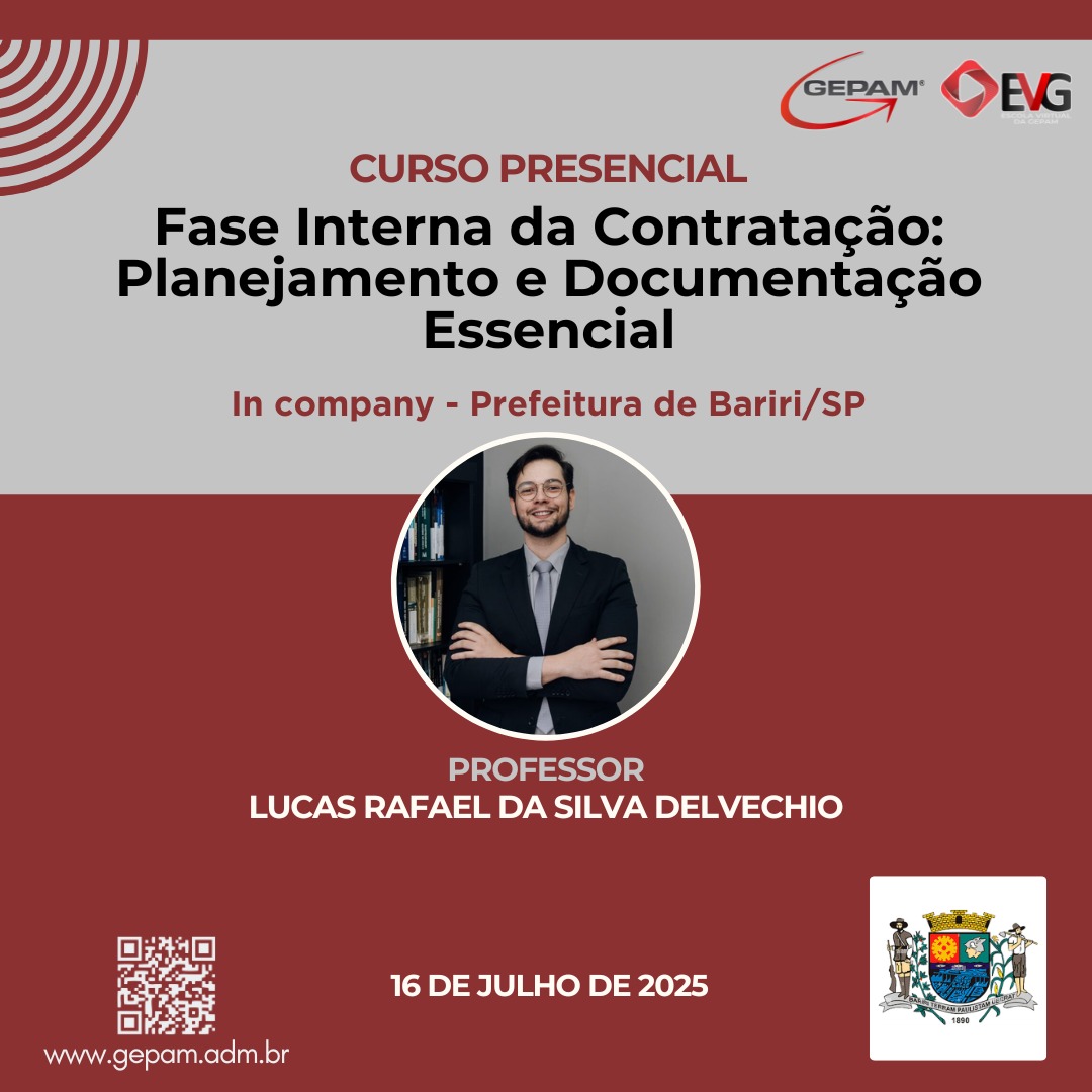 Curso Presencial (In company para Prefeitura de Bariri/SP) – Fase Interna da Contratação: Planejamento e Documentação Essencial | 240