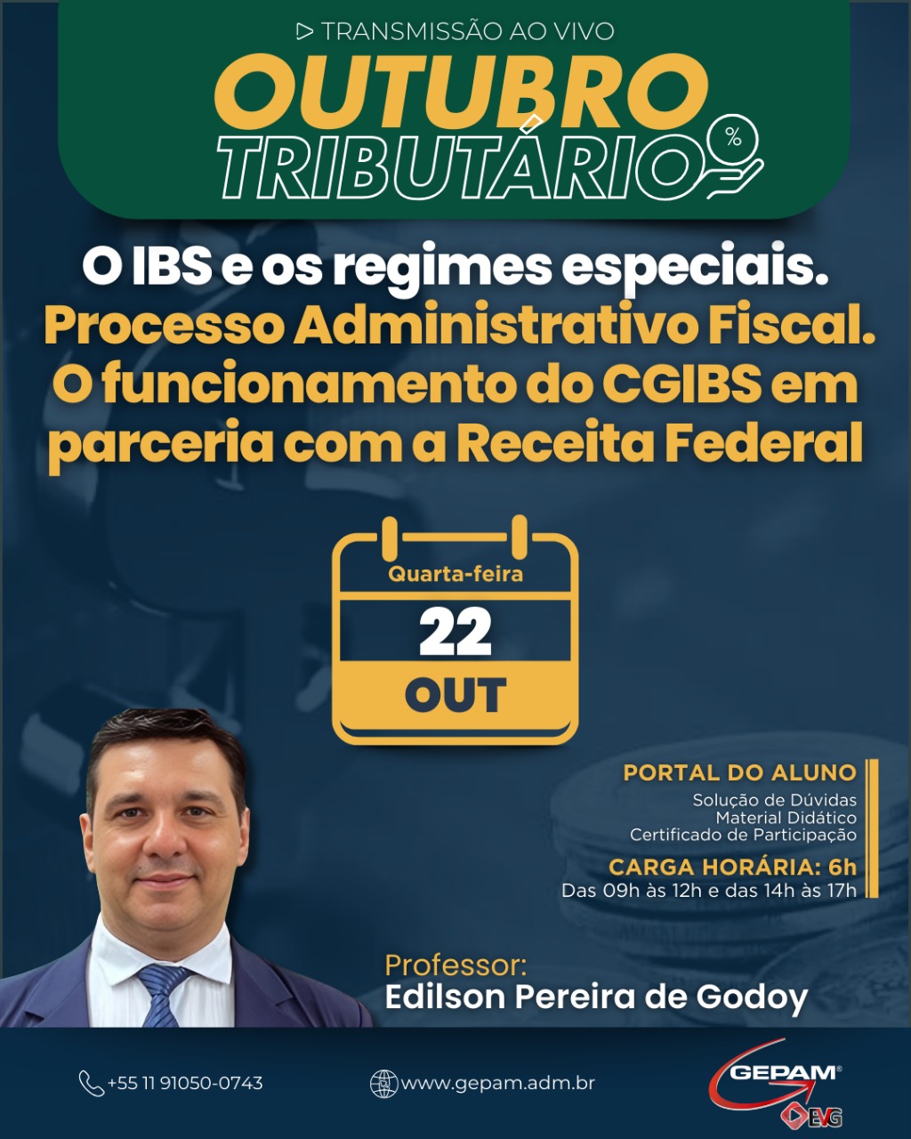 Curso Online (3°) – O IBS e os regimes especiais. Processo Administrativo Fiscal. O funcionamento do CGIBS em parceria com a Receita Federal