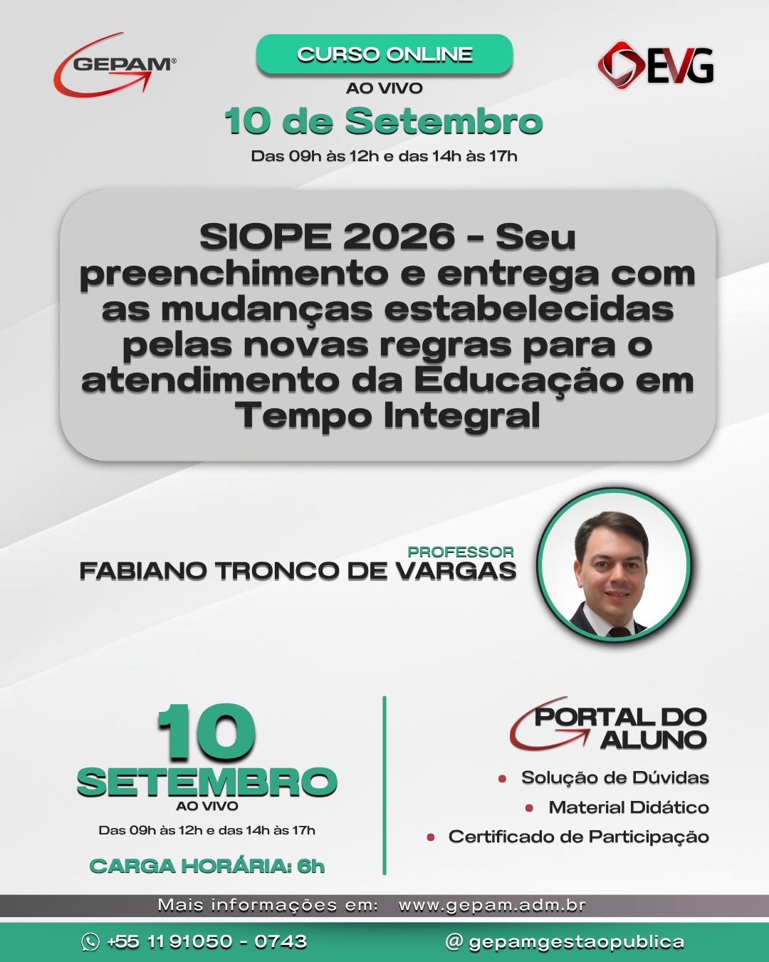 Curso Online – SIOPE 2026 – Seu preenchimento e entrega com as mudanças estabelecidas pelas novas regras para o atendimento da Educação em Tempo Integral